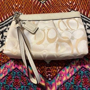 Coach Beige Logo Wristlet
